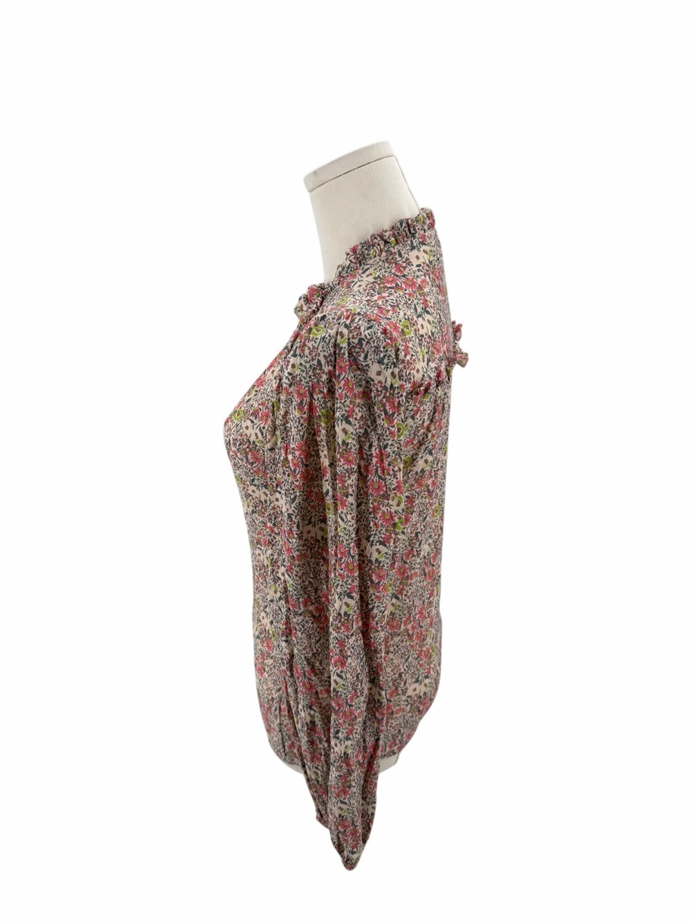 Nation Ltd Floral Ruffle Claudine Yoked Tee Superbloom Pink Bohemian Dainty Sz S - Picture 5 of 13